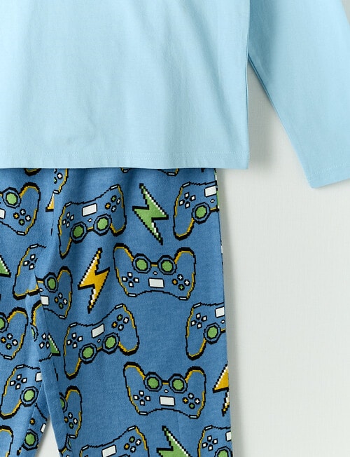 Sleep Squad Pixel Gamer Knit & Flannel PJ Set, Blue, 8-16 product photo View 03 L