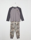 Sleep Squad Camouflage Knit Flannel PJ Set, Grey, 8-16 product photo
