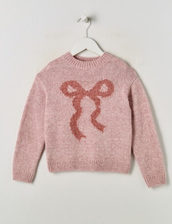 Mac & Ellie Bow Jumper, Pink Marle product photo