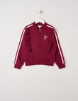 Mac & Ellie Zip Front Frill Sweatshirt, Berry product photo
