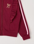 Mac & Ellie Zip Front Frill Sweatshirt, Berry product photo View 02 S