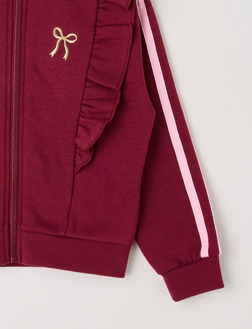 Mac & Ellie Zip Front Frill Sweatshirt, Berry product photo View 02 L