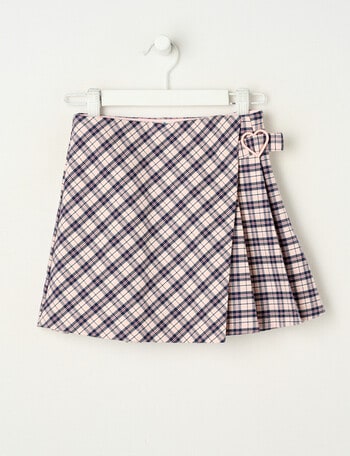 Heart Check Pleat Skirt, Dusk product photo