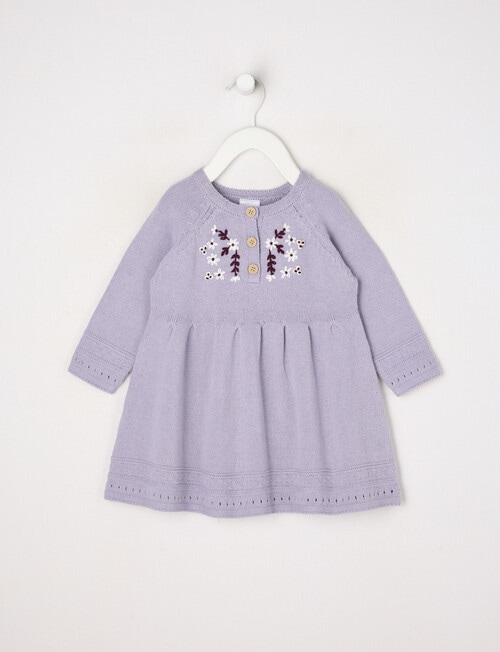 Teeny Weeny Heart & Bow Long-Sleeve Dress, Lilac product photo