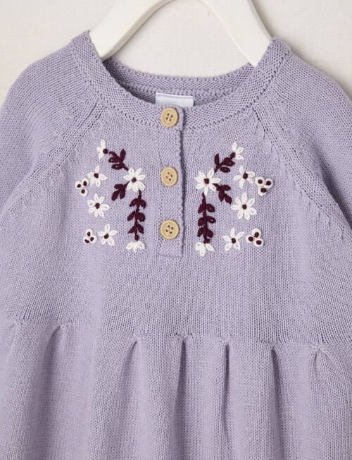 Teeny Weeny Heart & Bow Long-Sleeve Dress, Lilac product photo View 02 L