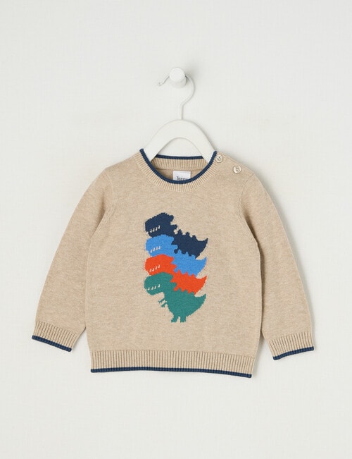 Teeny Weeny Dino Knit Top, Beige product photo
