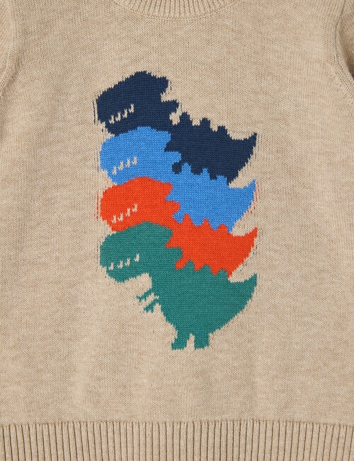 Teeny Weeny Dino Knit Top, Beige product photo View 02 L