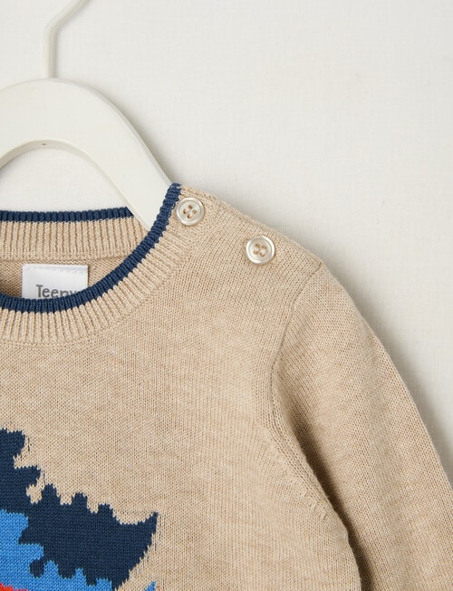 Teeny Weeny Dino Knit Top, Beige product photo View 03 L
