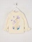 Teeny Weeny Heart & Bow Fluffy Crew Neck Bunny Knit Top, Cream product photo