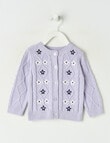 Teeny Weeny Hearts & Bows Flower Cardigan,Lilac product photo