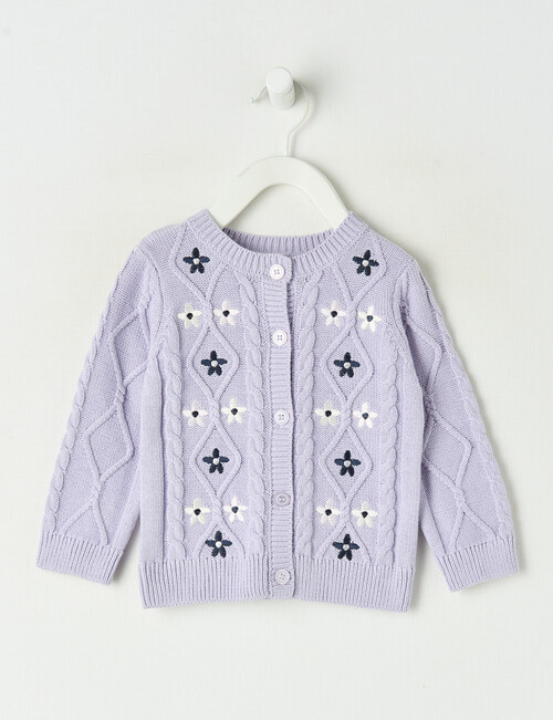 Teeny Weeny Hearts & Bows Flower Cardigan,Lilac product photo