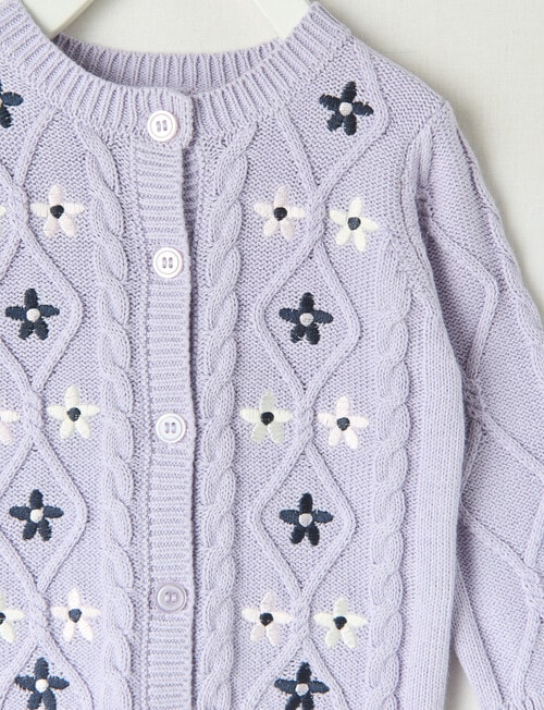 Teeny Weeny Hearts & Bows Flower Cardigan,Lilac product photo View 02 L