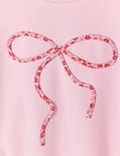 Mac & Ellie Applique Bow Crew Neck Sweatshirt, Ballerina Pink product photo View 02 S