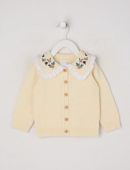 Teeny Weeny Heart & Bow Knit Cardigan, Cream product photo