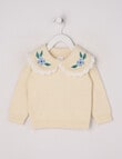 Teeny Weeny Heart & Bow Knit Crew Neck Top, Cream product photo
