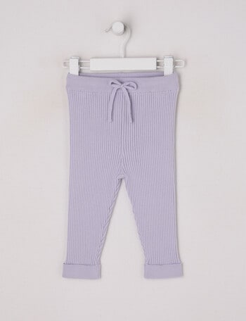 Teeny Weeny Heart & Bow Knit Legging, Lilac product photo