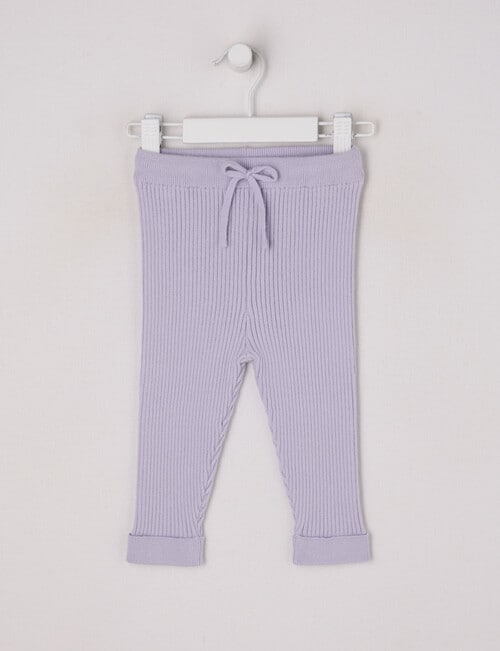 Teeny Weeny Heart & Bow Knit Legging, Lilac product photo