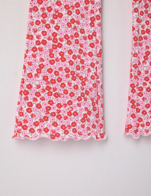Mac & Ellie Ditsy Floral Flare Legging, Pink & Vanilla product photo View 02 L