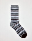 Simon De Winter Winter Warm Stripe Crew Socks, Light Grey Marle product photo