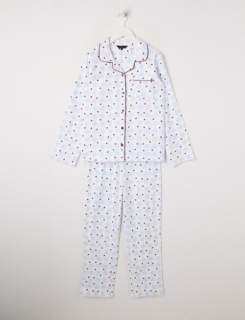 Sleep Squad Heart Gingham Flannel PJ Set, Blue, 8-16 product photo