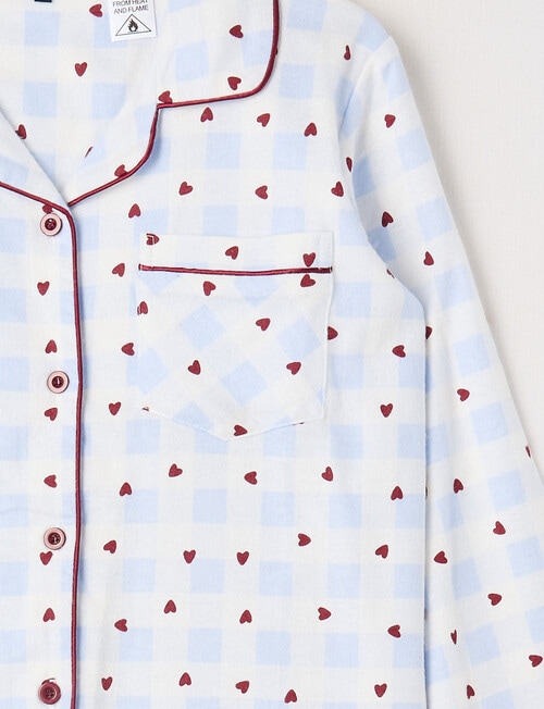 Sleep Squad Heart Gingham Flannel PJ Set, Blue, 8-16 product photo View 02 L
