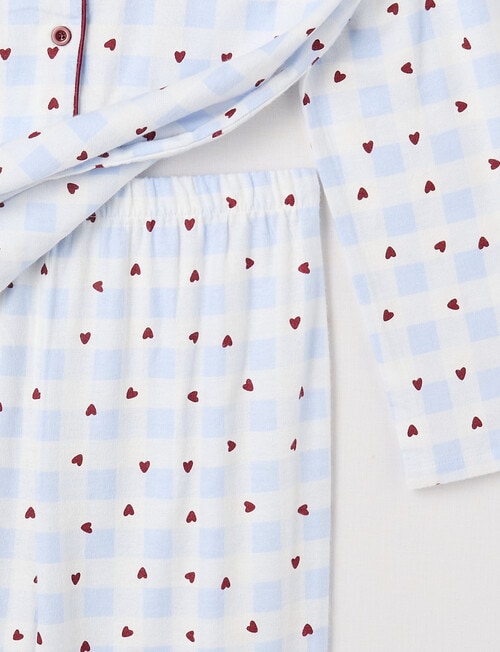 Sleep Squad Heart Gingham Flannel PJ Set, Blue, 8-16 product photo View 03 L