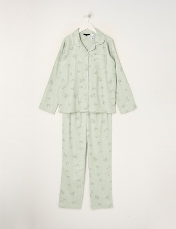 Western Flannel PJ Set, Soft Grass, 8-16 product photo