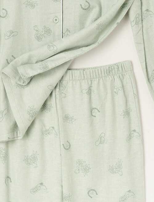 Western Flannel PJ Set, Soft Grass, 8-16 product photo View 03 L