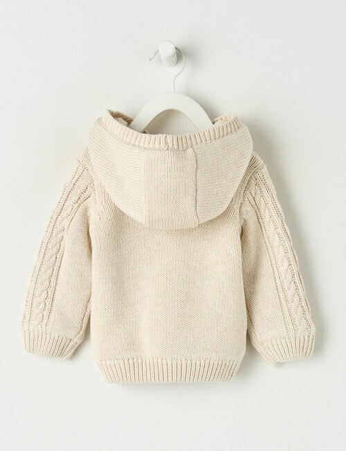 Little Bundle Little Bear Knitted Hooded Cardigan, Blue product photo View 03 L