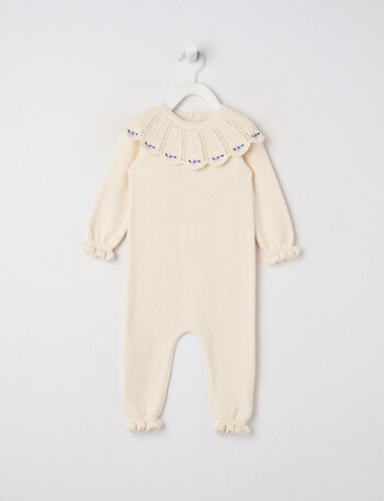 Little Bundle Forest Friends Knitted All in One, Cream product photo