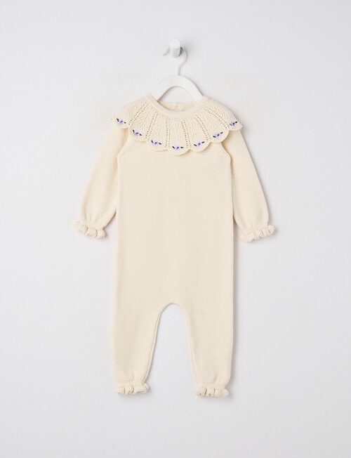 Little Bundle Forest Friends Knitted All in One, Cream product photo