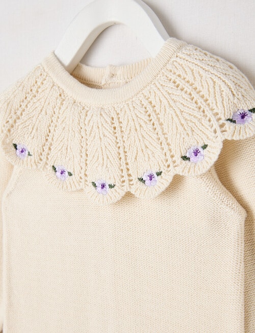 Little Bundle Forest Friends Knitted All in One, Cream product photo View 02 L