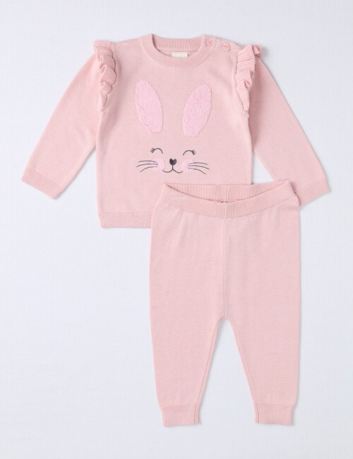 Little Bundle Forest Friends Knit Top & Pant, 2-Piece Set, Pink product photo