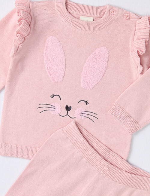 Little Bundle Forest Friends Knit Top & Pant, 2-Piece Set, Pink product photo View 02 L