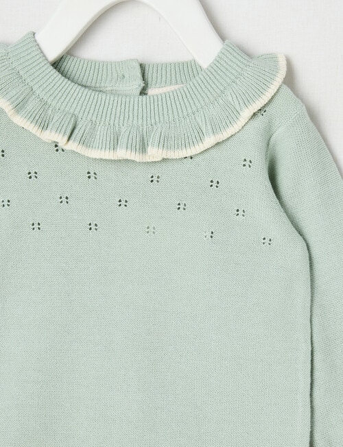 Little Bundle Forest Friends Knit Romper, Green product photo View 03 L