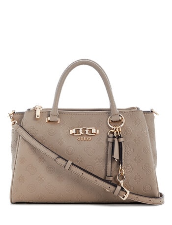 Guess Anise Triple Comp Satchel, Dark Taupe Logo product photo