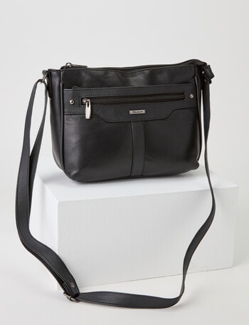 Milano Shoulder Front Zip Pockets Bag, Black product photo