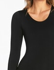 Ambra Seamless Smoothies Shelf Bra Long Sleeve Bodysuit, Black product photo View 04 S