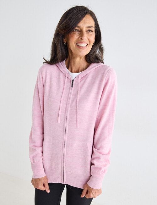 Ella J Merino Zip Hoodie, Pale Pink product photo View 07 L