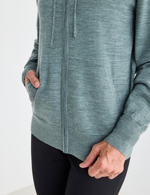 Ella J Merino Zip Hoodie, Moss product photo View 04 L