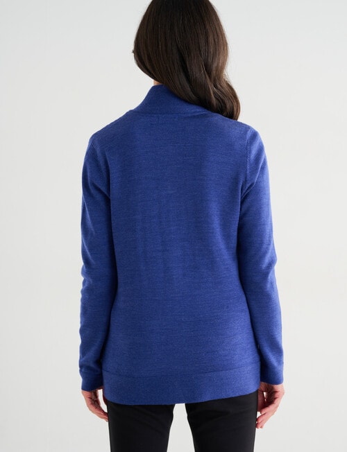 Ella J Merino Rib Zip Cardigan, Indigo product photo View 02 L