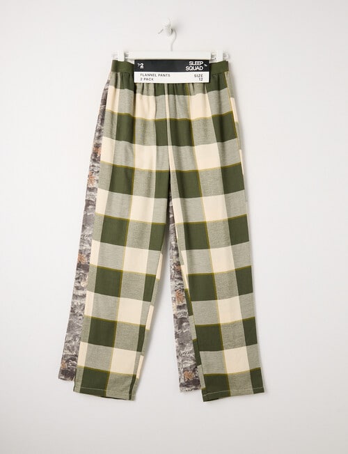 Sleep Squad Camouflage & Check Flannel Pant, 2-Pack, Grey product photo