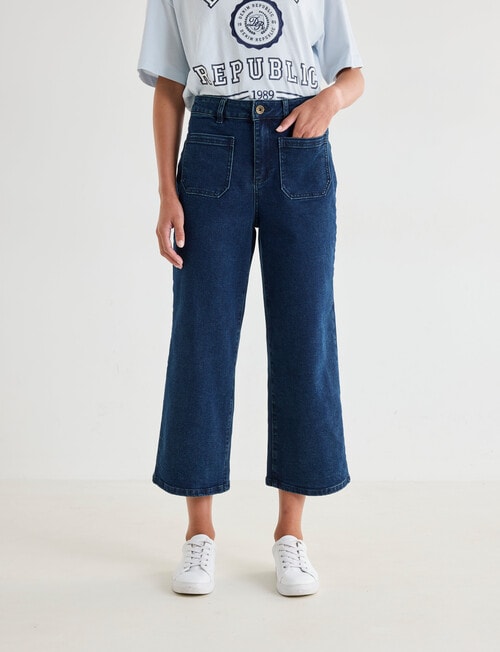 Denim Republic Marine Wide Crop Jean, Dark Wash product photo