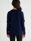 Ella J Merino Classic Cardigan, Navy product photo View 02 S