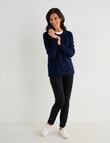 Ella J Merino Classic Cardigan, Navy product photo View 03 S