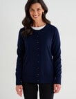 Ella J Merino Classic Cardigan, Navy product photo View 04 S