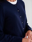 Ella J Merino Classic Cardigan, Navy product photo View 05 S