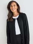 Ella J Merino Classic Cardigan, Black product photo