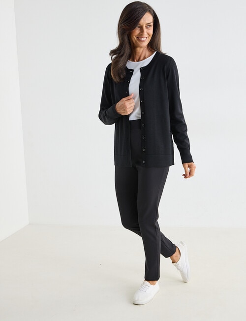 Ella J Merino Classic Cardigan, Black product photo View 03 L