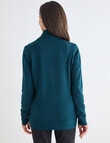 Ella J Merino Rib Zip Cardigan, Forest product photo View 02 S